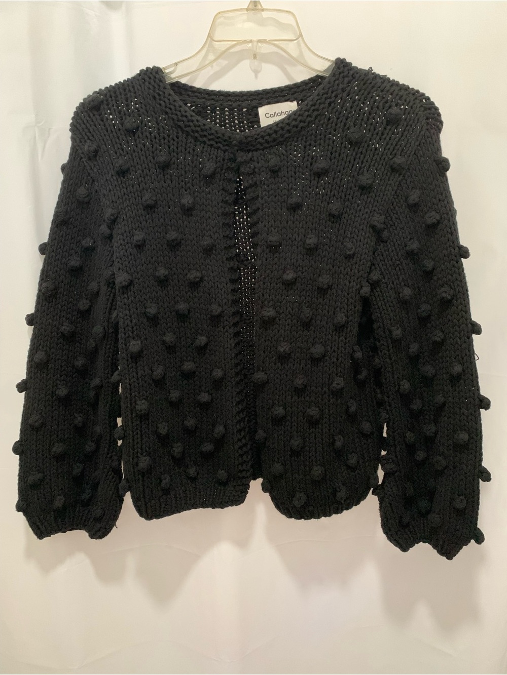 Callahan Black Pom-Pom Chunky Cable Knit boxy Sweater